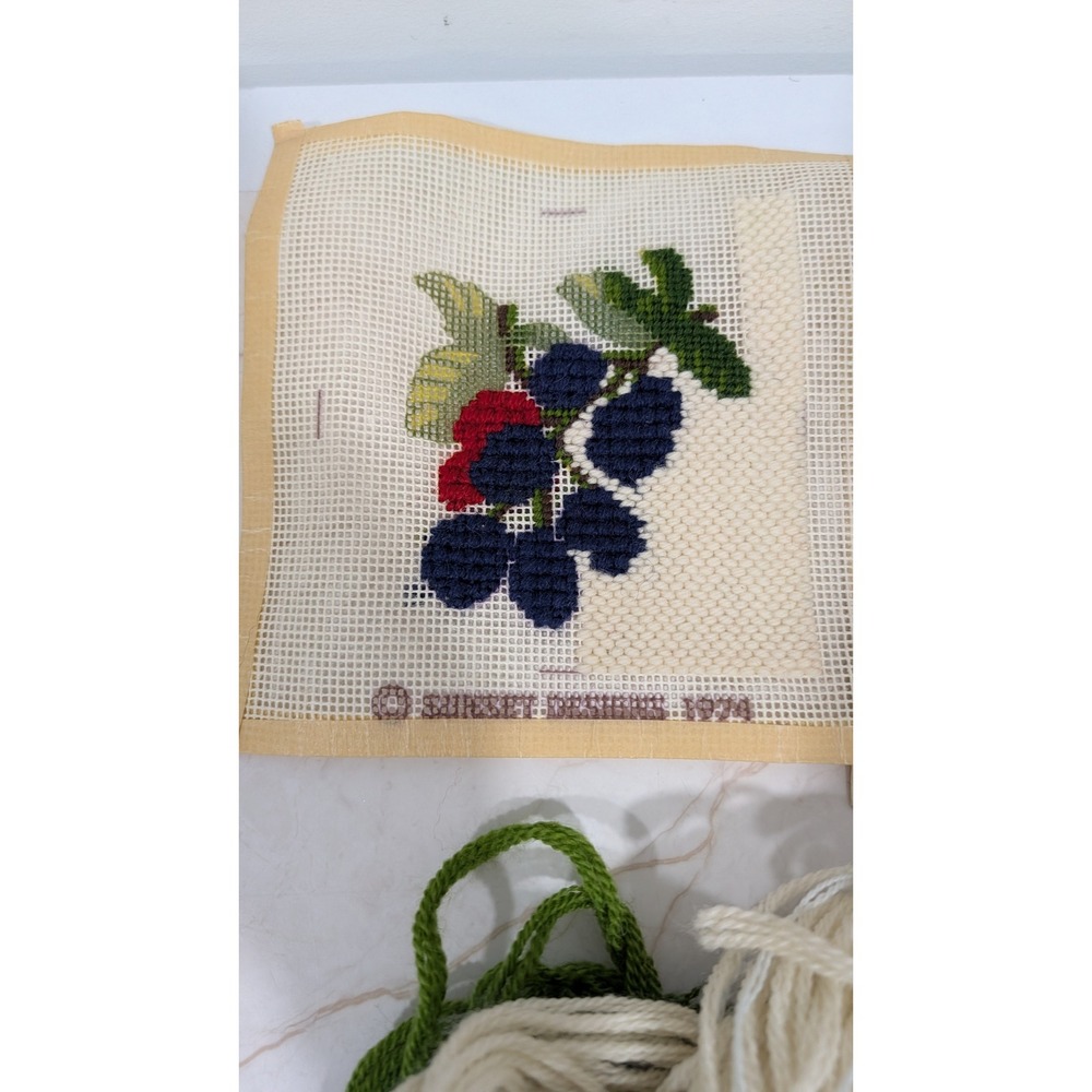 Vintage 1974 Sunset Designs Needlepoint Kit Blackberries Donna Kooler 5353